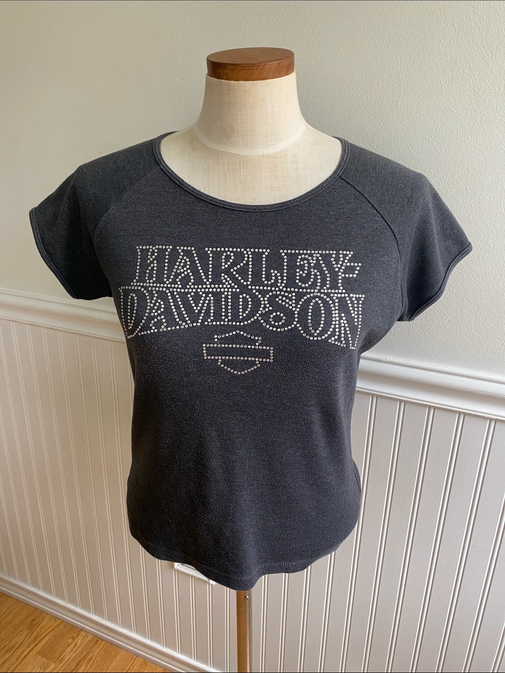 5 for $25! Harley-Davidson Black Tee with Silver Studded Logo